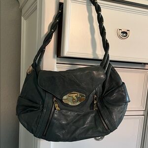 Rough Roses gray Leather Women's Bag